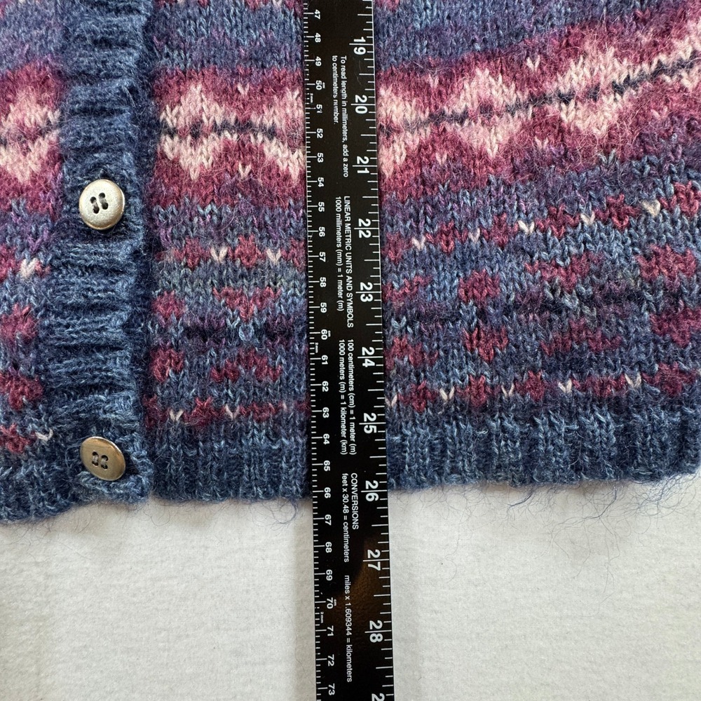 Maurices Fair Isle Cardigan Sweater Mens Large Blue Burgundy Geometric Button Up - Picture 5 of 10